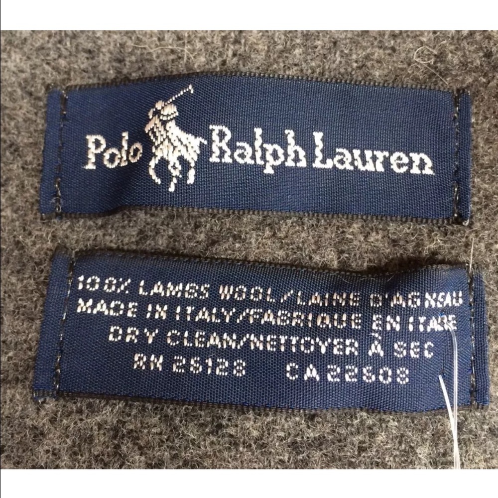 RALPH LAUREN Gray Wool Scarf Black Polo Pony NWT - Picture 3 of 4
